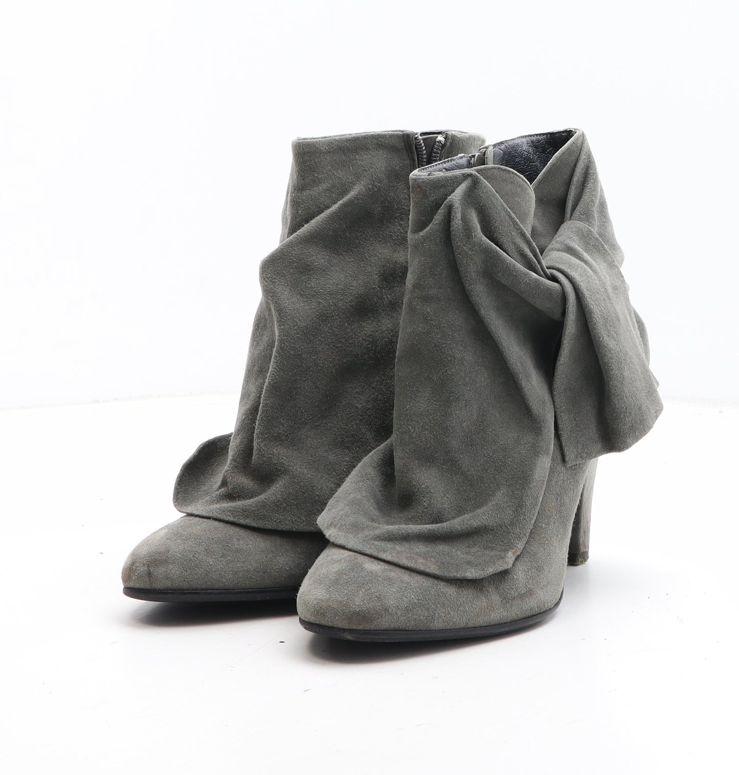 Preworn Womens Grey Synthetic Biker Boot UK