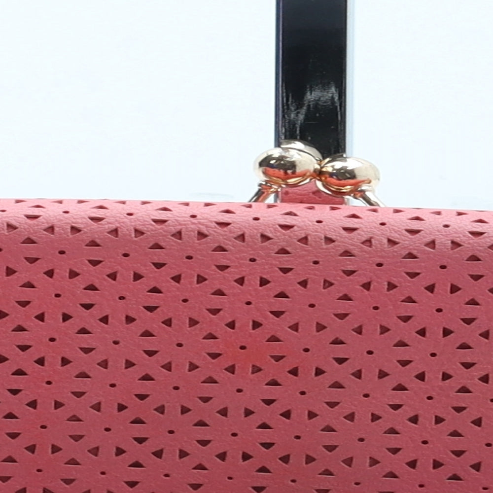 Atmosphere Womens Pink Geometric Polyurethane Bow Tie Wallet Size S