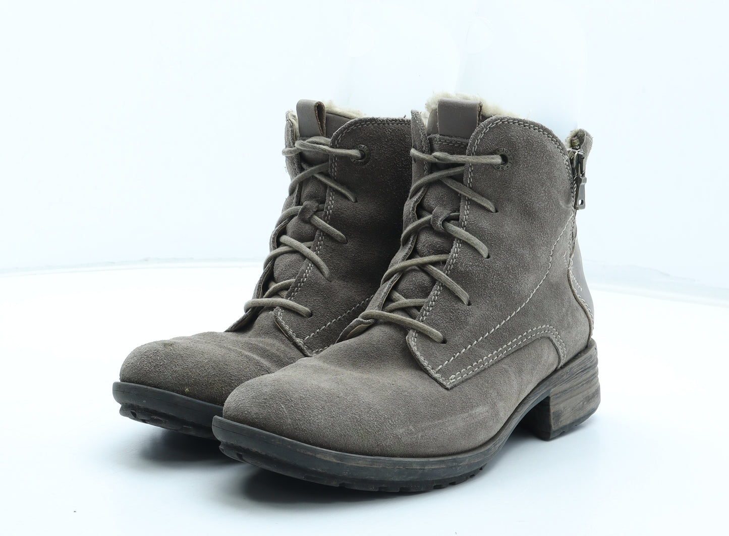 Josef Seibel Womens Grey Leather Combat Boot UK