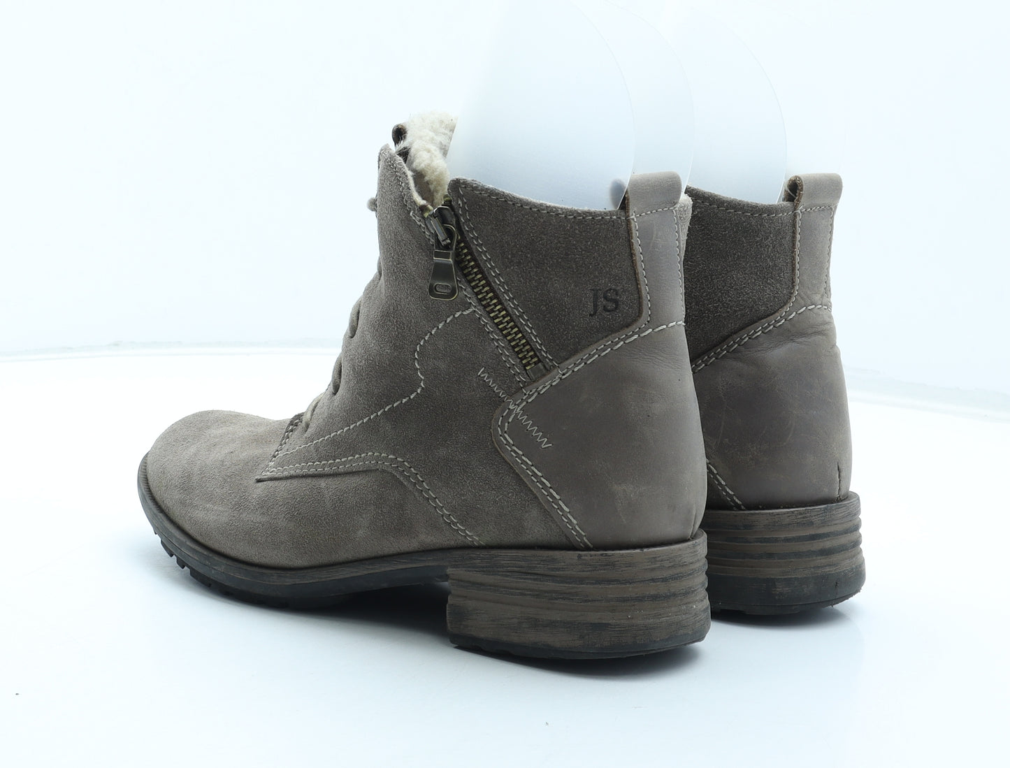 Josef Seibel Womens Grey Leather Combat Boot UK