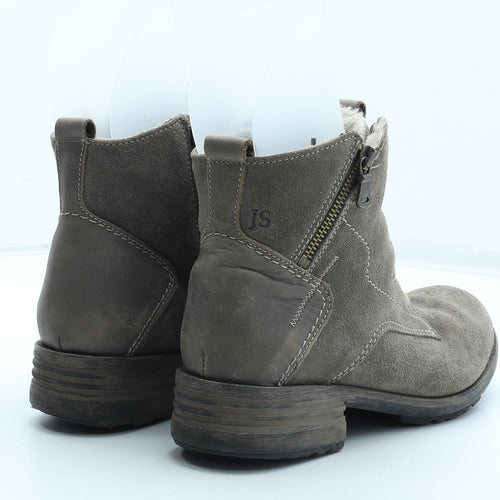 Josef Seibel Womens Grey Leather Combat Boot UK