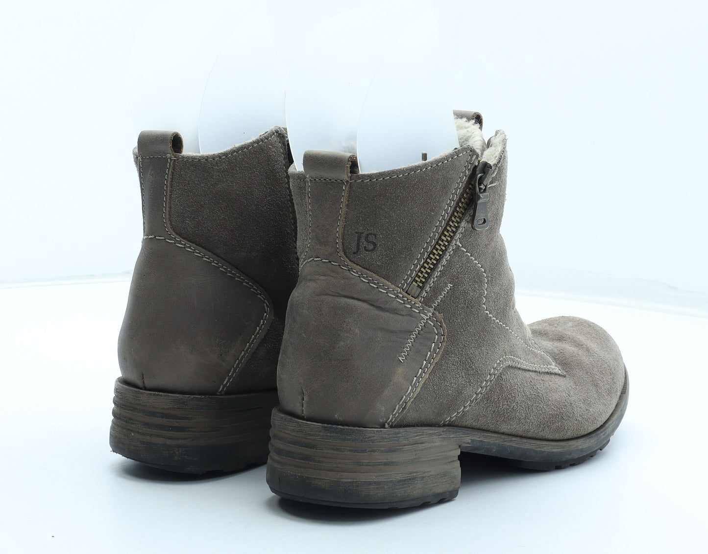 Josef Seibel Womens Grey Leather Combat Boot UK