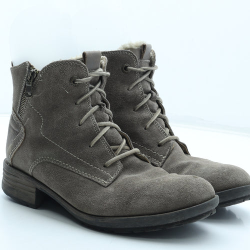 Josef Seibel Womens Grey Leather Combat Boot UK