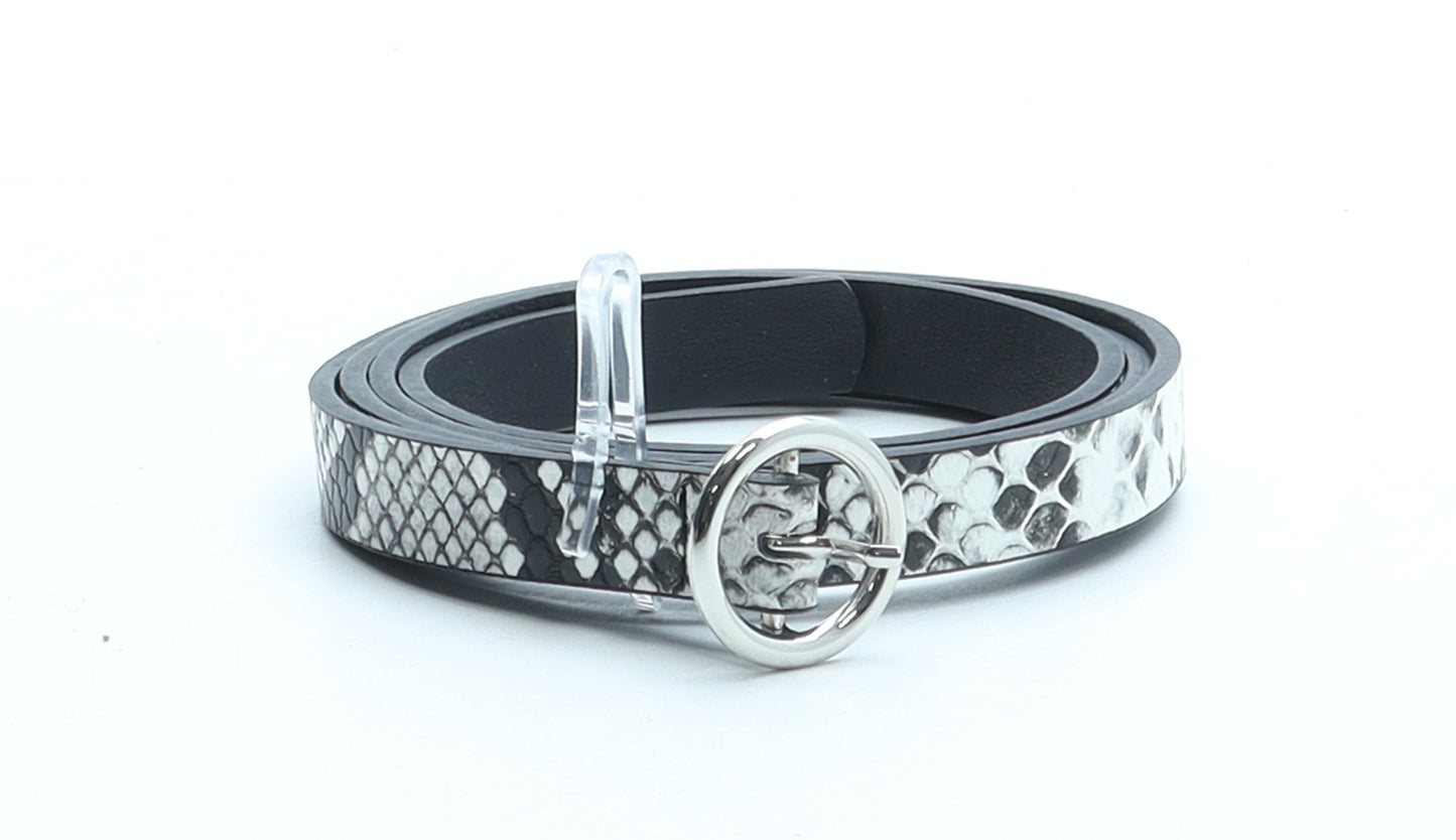 Preworn Womens Grey Animal Print Polyurethane Basic Belt Belt One Size - Snakeskin Pattern