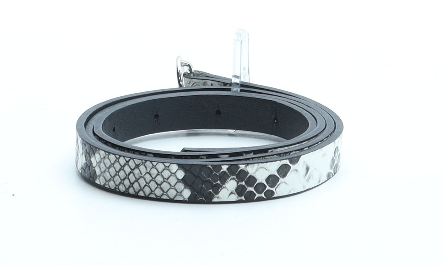 Preworn Womens Grey Animal Print Polyurethane Basic Belt Belt One Size - Snakeskin Pattern