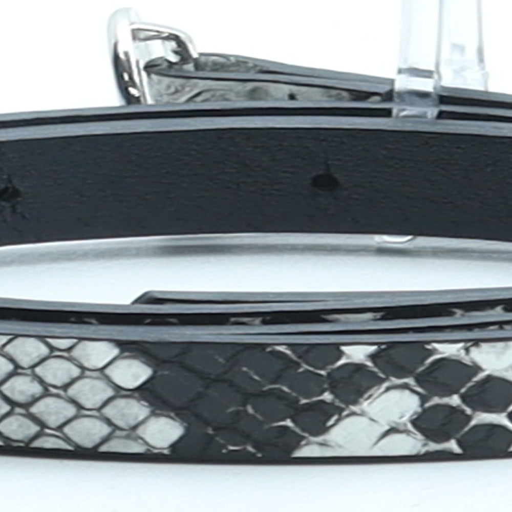 Preworn Womens Grey Animal Print Polyurethane Basic Belt Belt One Size - Snakeskin Pattern