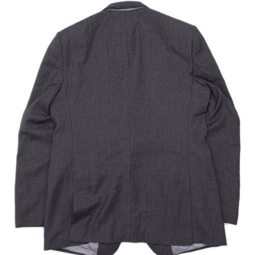 Marks & Spencer Mens Wool Blend Grey Suit Jacket 42 Chest (Long)