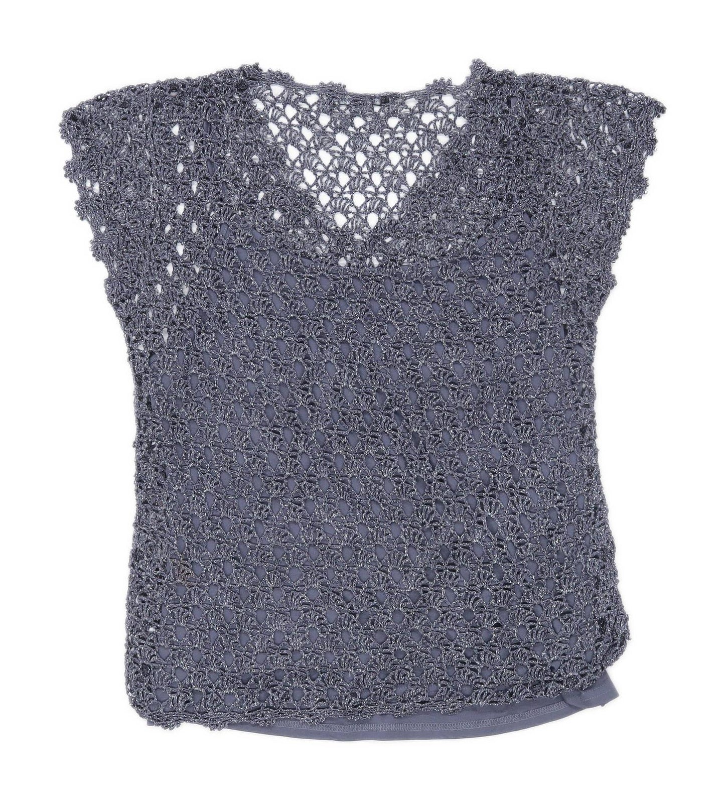Marks & Spencer Womens Size 16 Geometric Blue Sparkly Top (Regular)