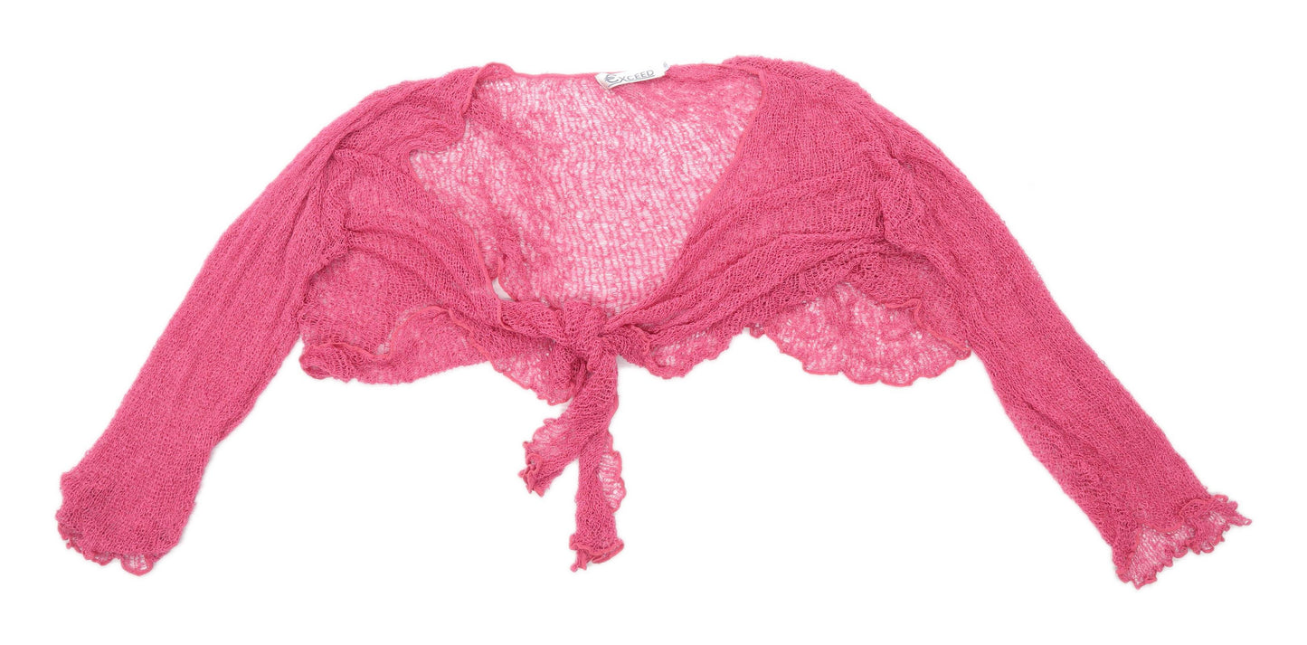 Exceed Womens One Size Pink Cropped Cardigan (Regular)
