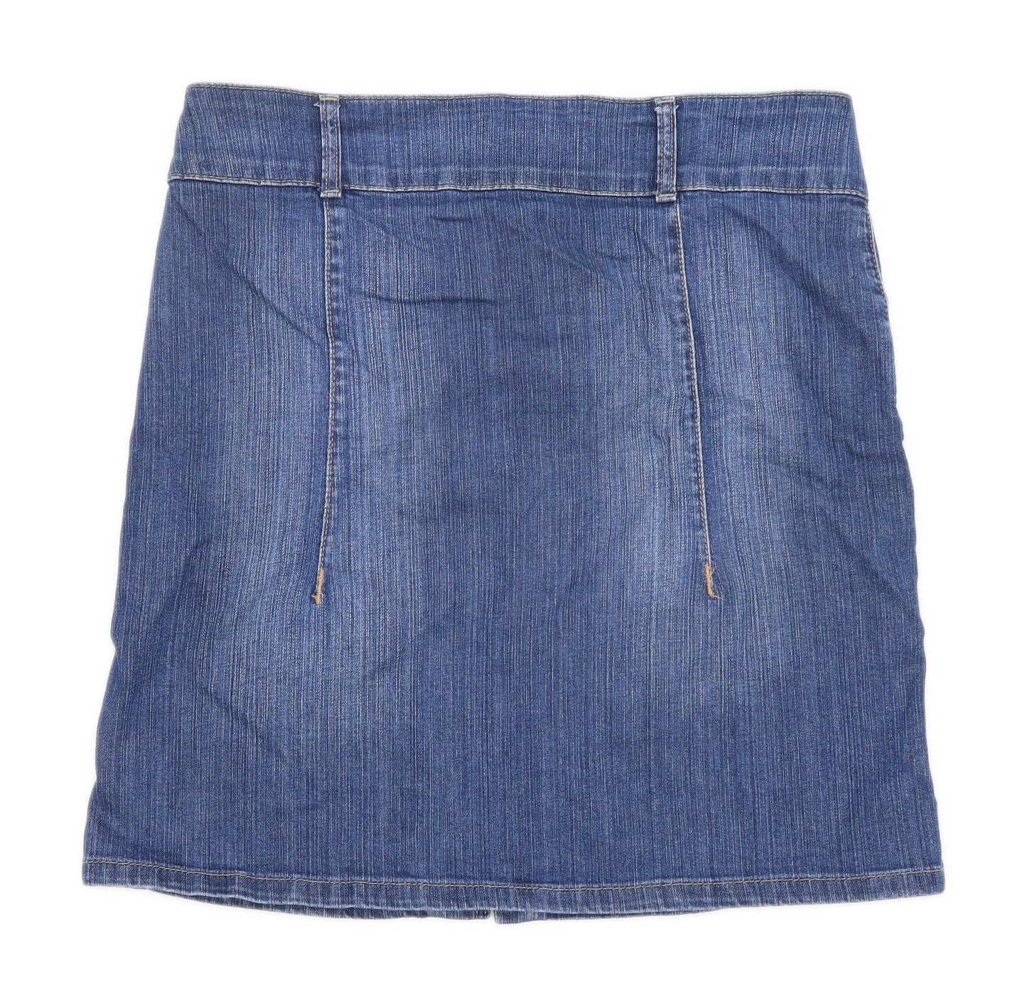 Marks & Spencer Womens Size 14 Denim Blue Pencil Skirt (Regular)