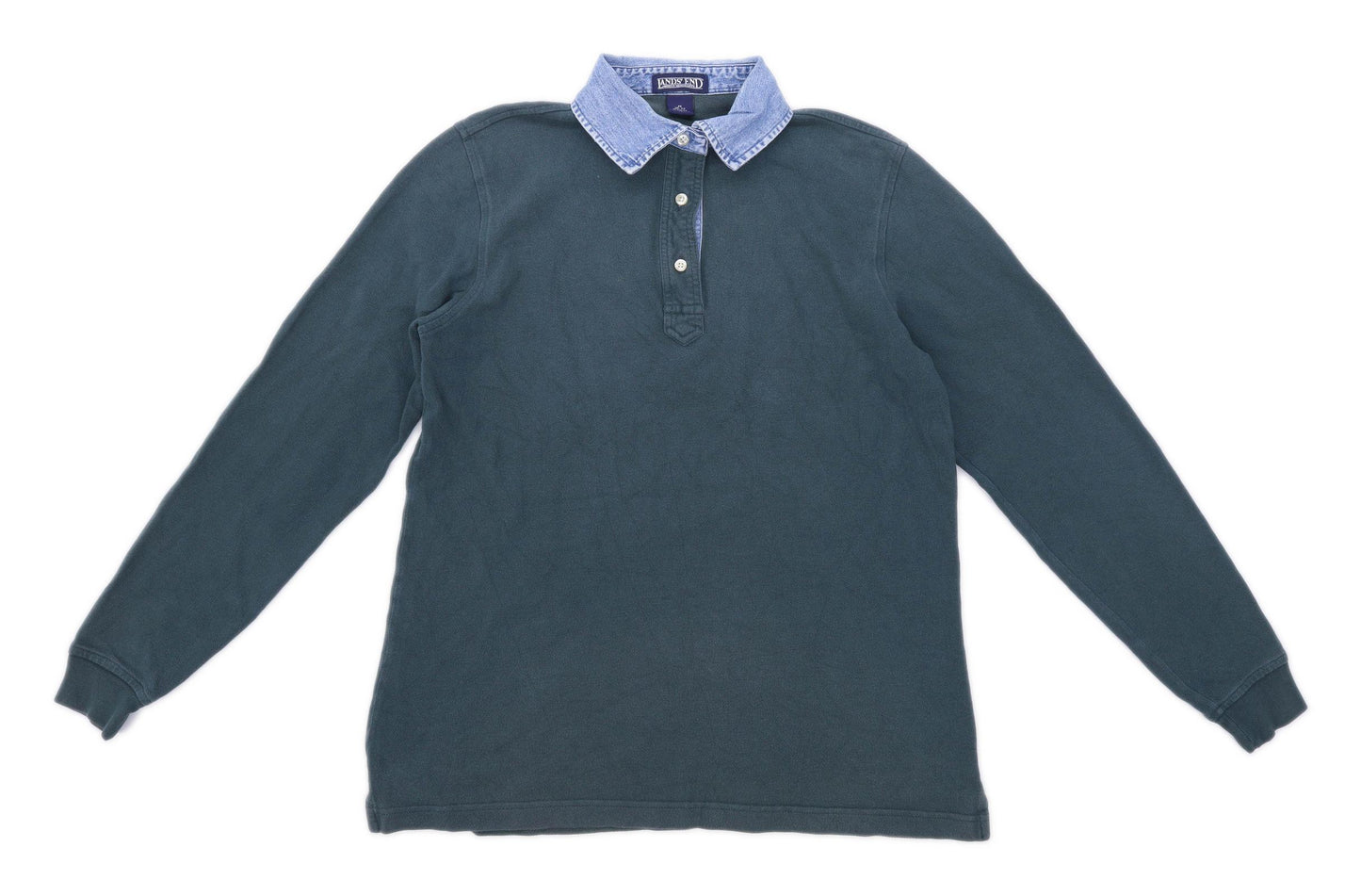 Lands End Womens Size 10-12 Cotton Green Top (Regular)