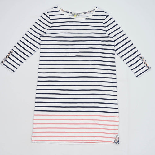 Heyton Womens Size S Striped Cotton White Dress (Regular)