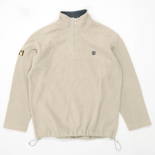 Eisenegger Mens Size M Beige Quarter Zip Fleece Jacket