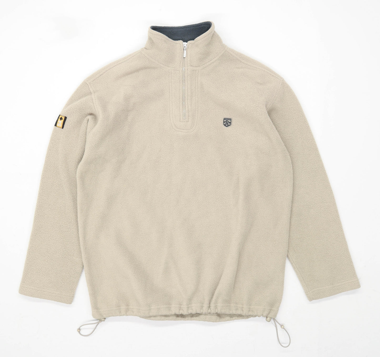 Eisenegger Mens Size M Beige Quarter Zip Fleece Jacket