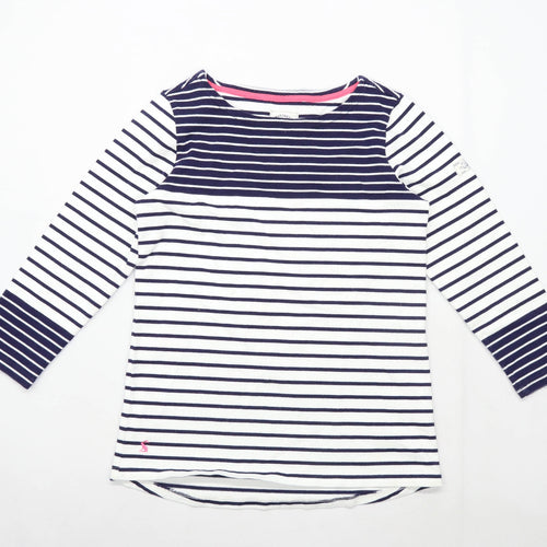 Joules Womens Size 10 Striped Cotton White Top (Regular)