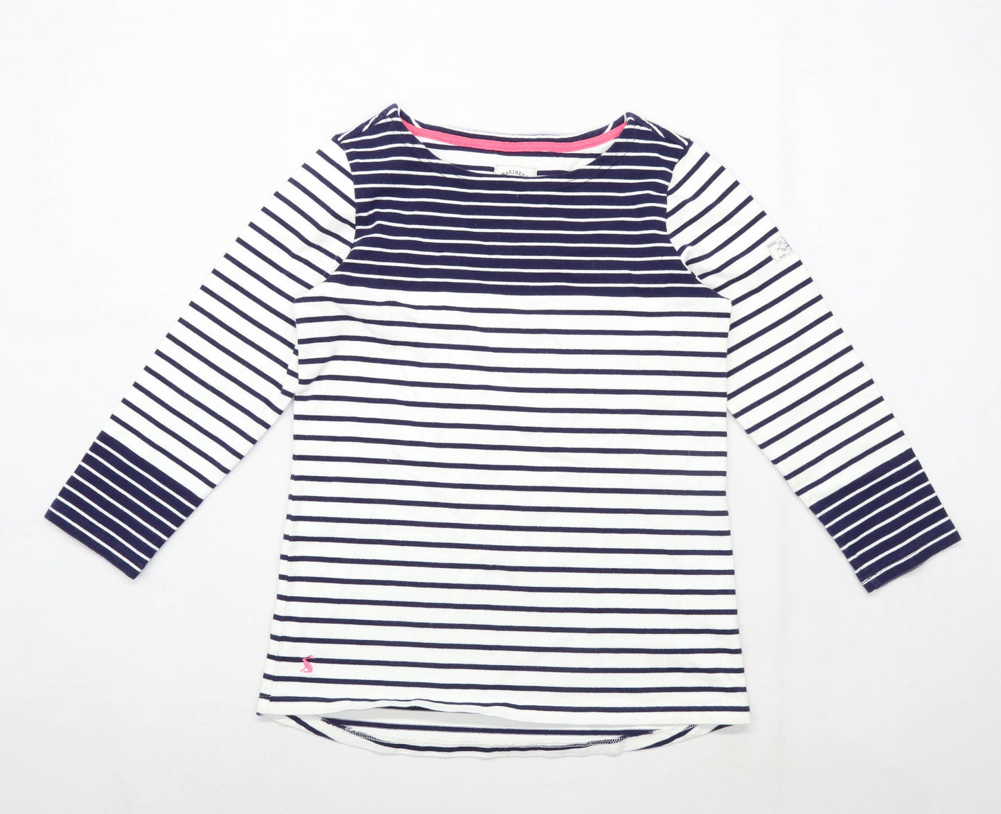 Joules Womens Size 10 Striped Cotton White Top (Regular)