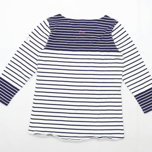 Joules Womens Size 10 Striped Cotton White Top (Regular)