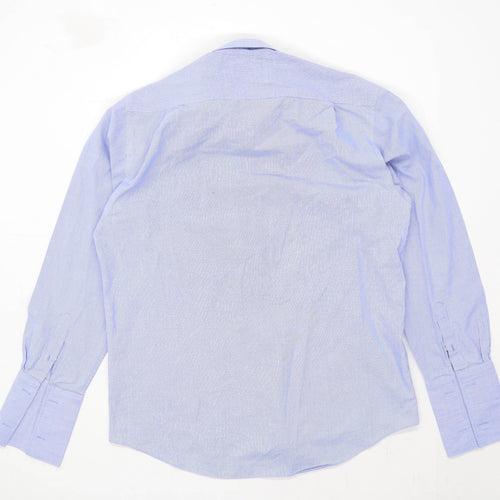 Dehavilland Mens Size 16.5 Cotton Blend Check Blue Formal Shirt