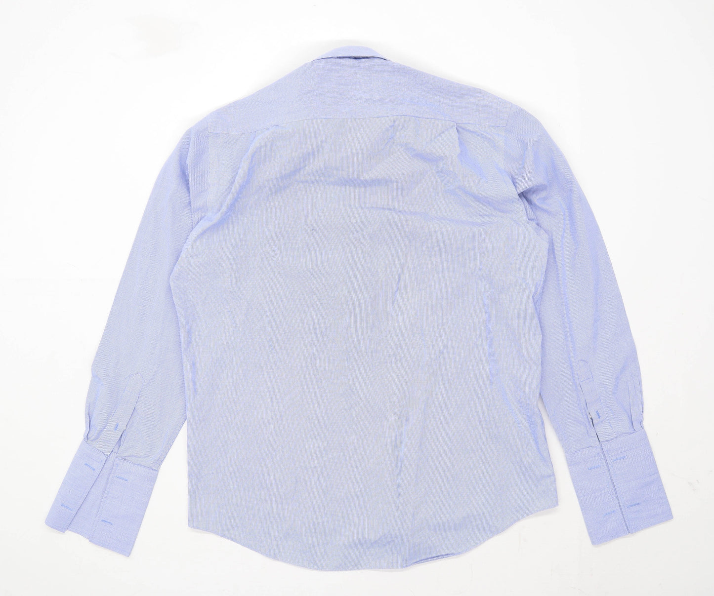 Dehavilland Mens Size 16.5 Cotton Blend Check Blue Formal Shirt