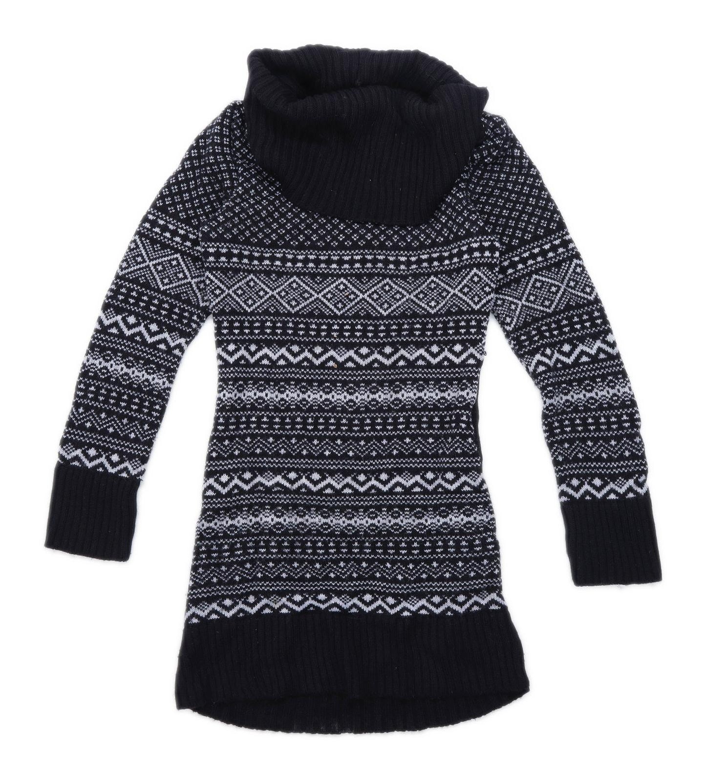 Funky Diva Womens Size S-M Cowl Neck Black Jumper (Regular)