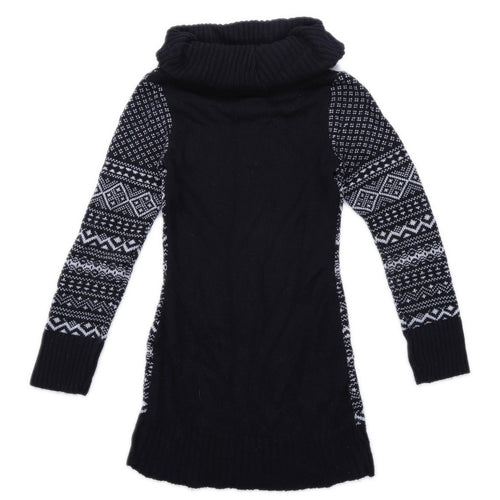 Funky Diva Womens Size S-M Cowl Neck Black Jumper (Regular)