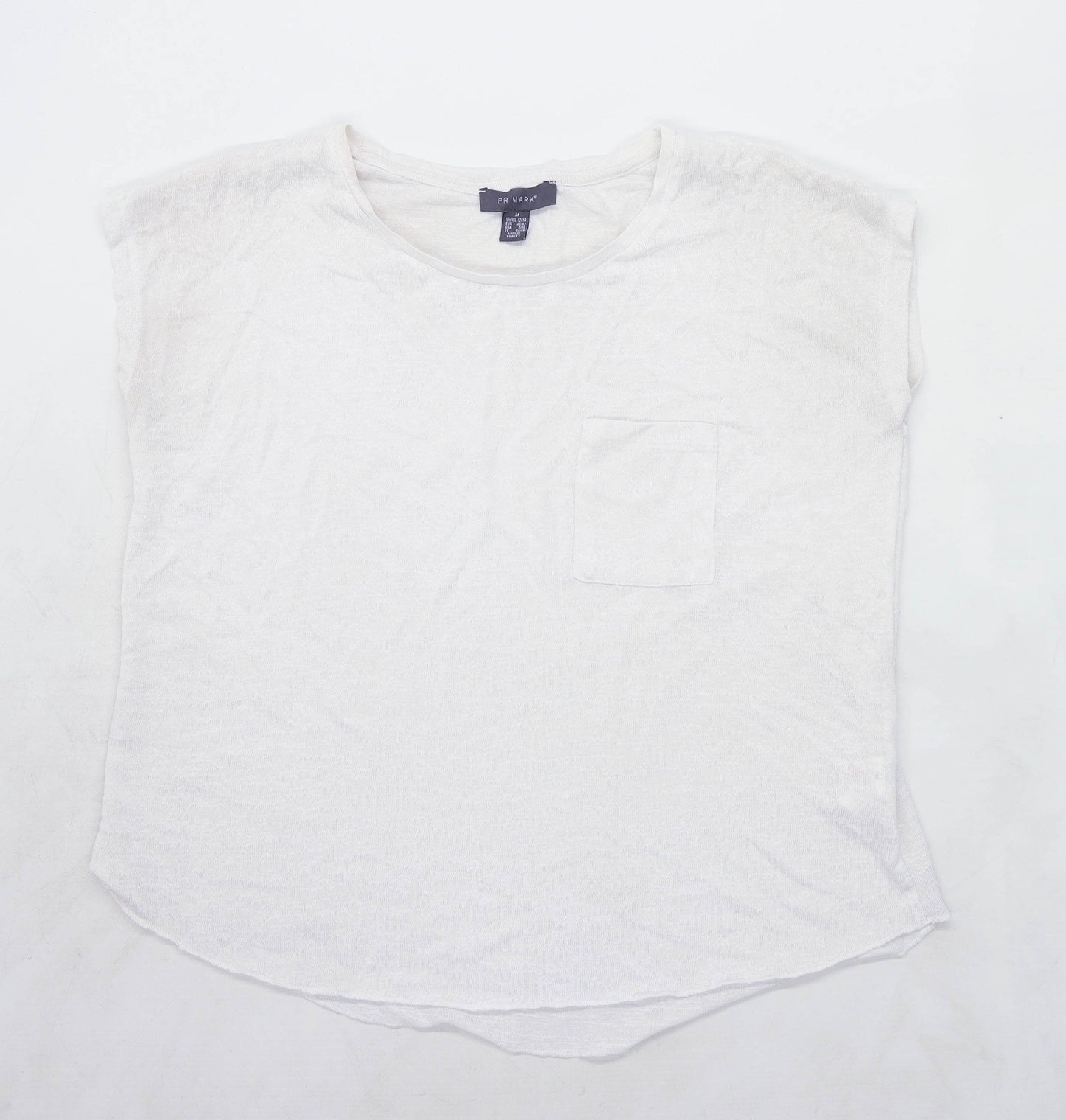 Primark Womens Size 12-14 Cotton Blend White T-Shirt (Regular)