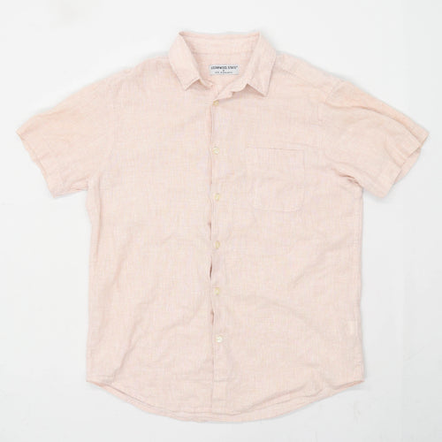 Cedarwood State Mens Size M Linen Blend Pink Casual Shirt