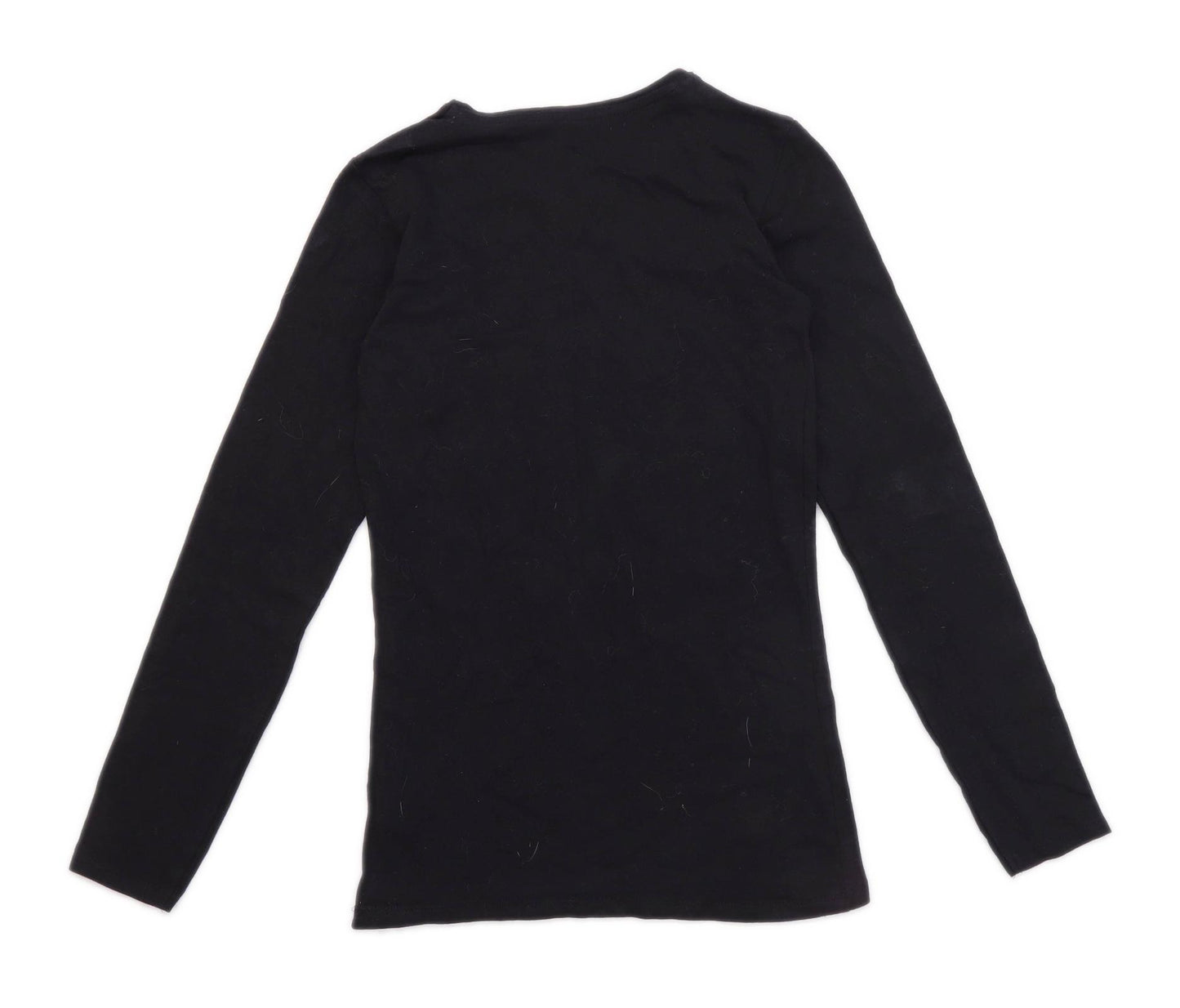 Primark Womens Size 6 Cotton Blend Black Long Sleeve T-Shirt (Regular)