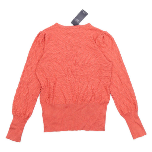 Marks & Spencer Womens Size 10 Check Orange Top (Regular)