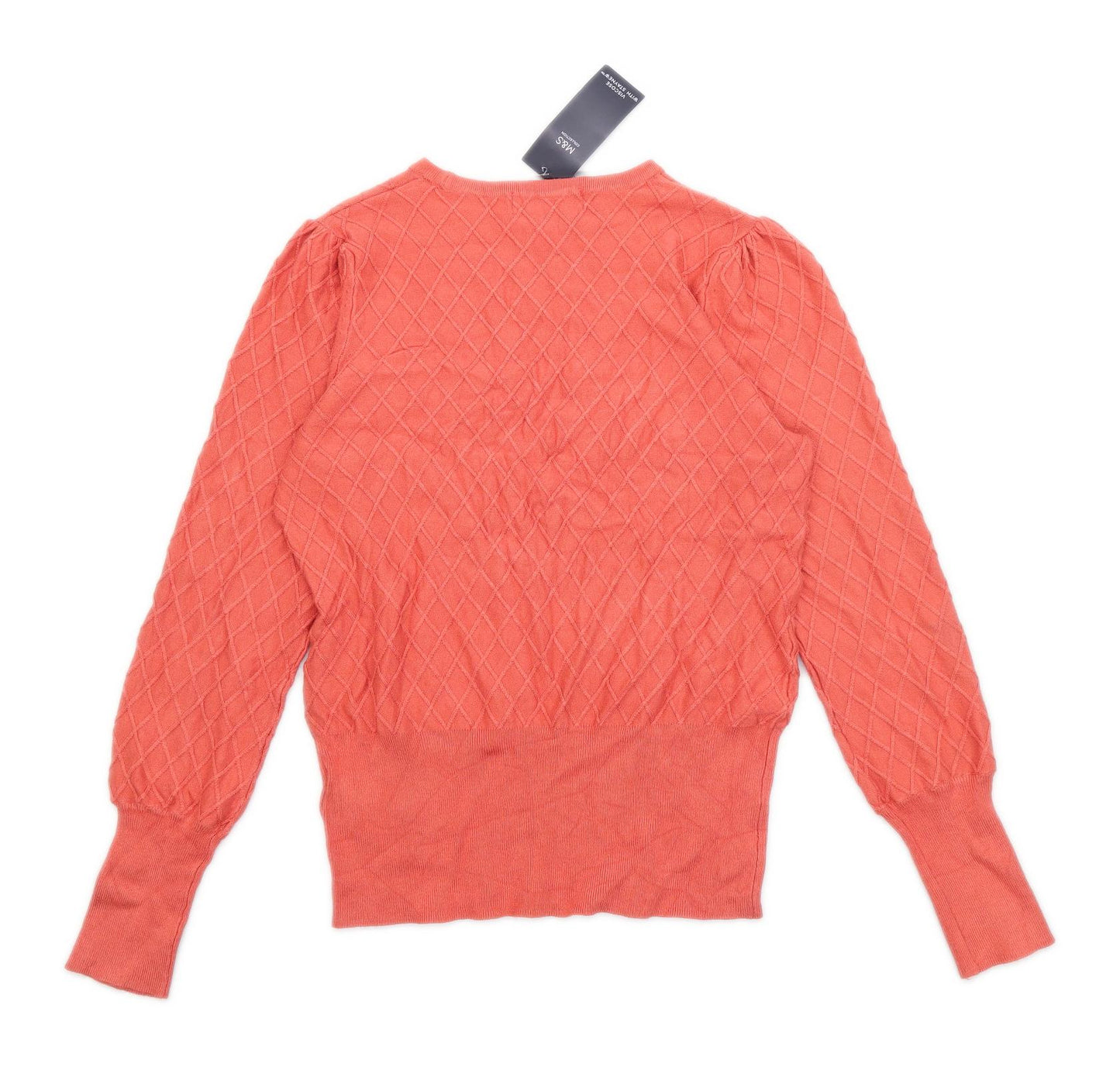 Marks & Spencer Womens Size 10 Check Orange Top (Regular)