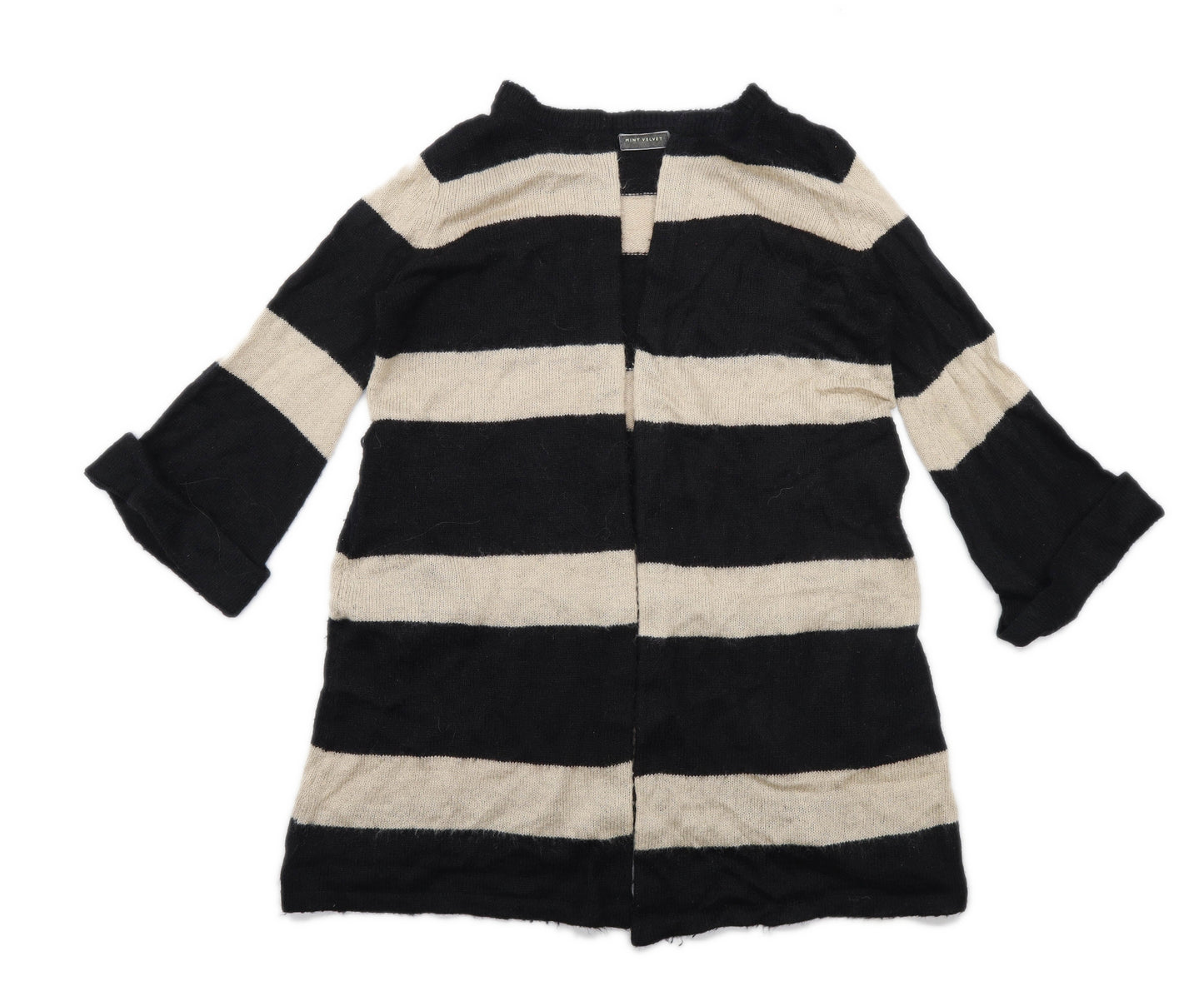 Mint Velvet Womens Size 14 Striped Black Cardigan (Regular)