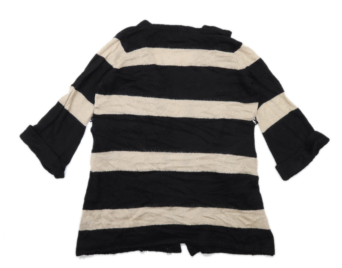 Mint Velvet Womens Size 14 Striped Black Cardigan (Regular)