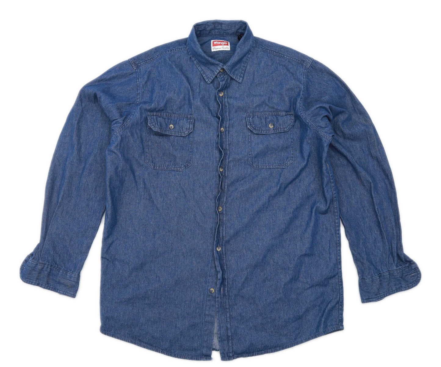 Wrangler Mens Size L Denim Blue Casual Shirt