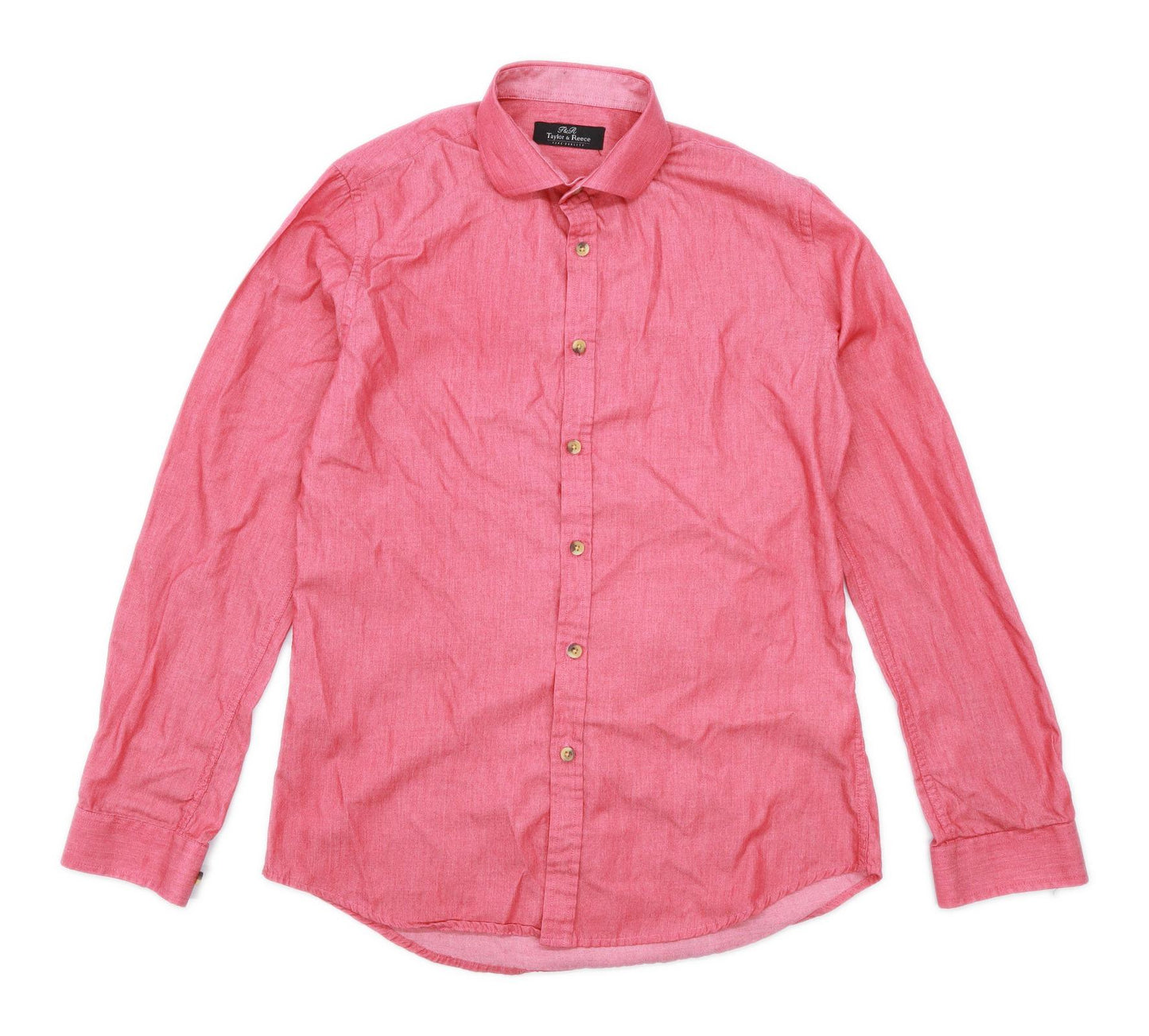 Taylor & Reece Mens Size 15 Cotton Blend Red Casual Shirt