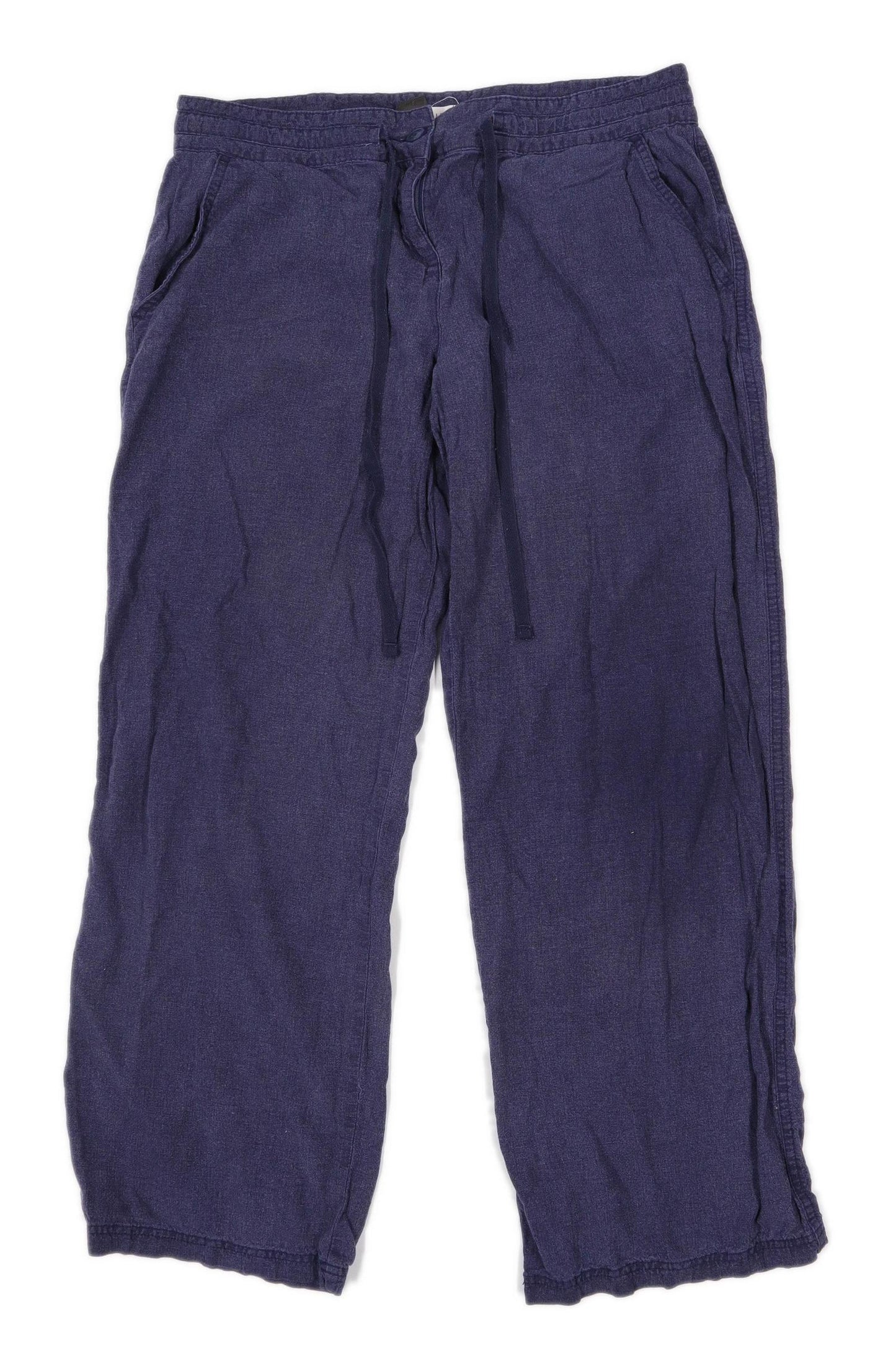 Womens Next Blue Linen Blend Trousers Size 16/L31