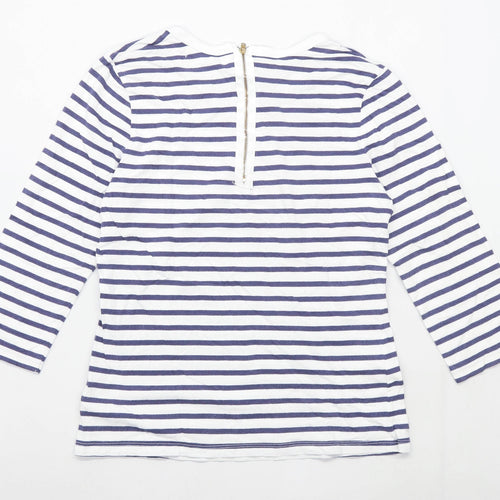 John Lewis Womens Size 10 Striped Cotton White Top (Regular)