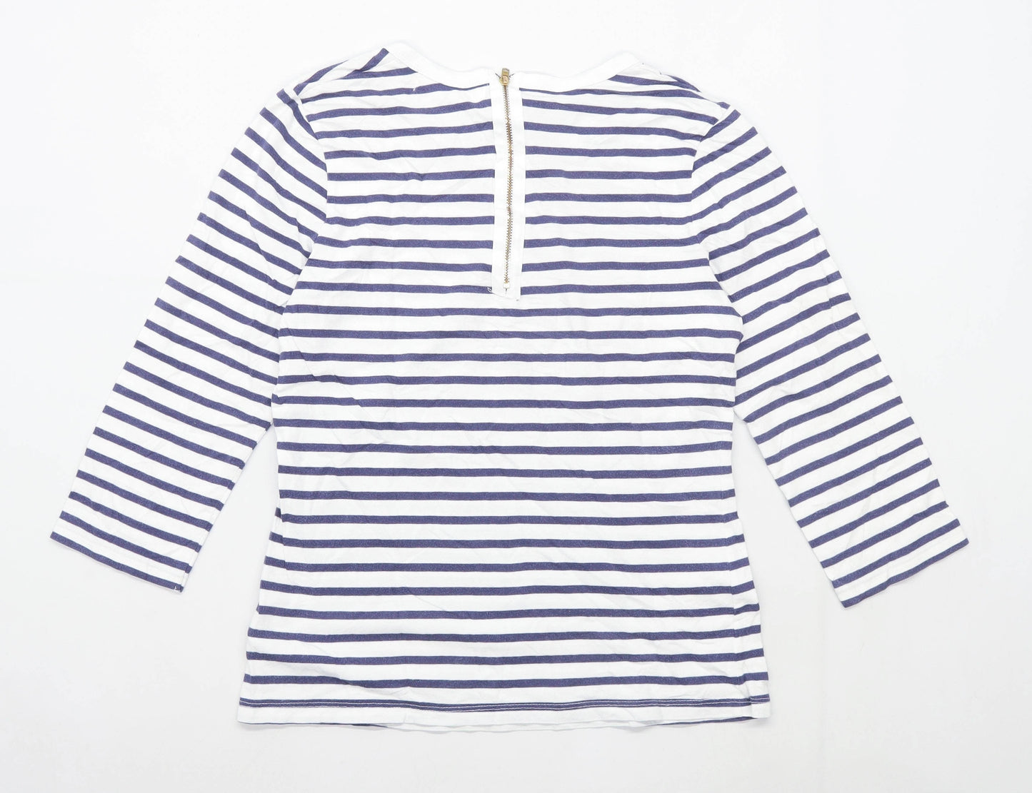 John Lewis Womens Size 10 Striped Cotton White Top (Regular)
