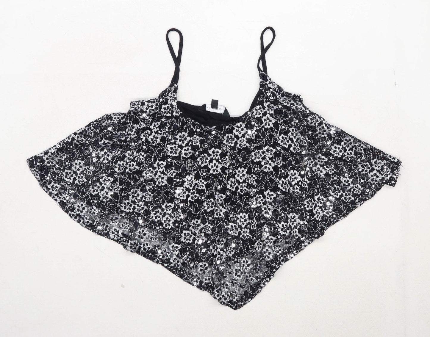 New Look Womens Size 8 Floral Strappy Multi-Coloured Cropped Top (Regular)