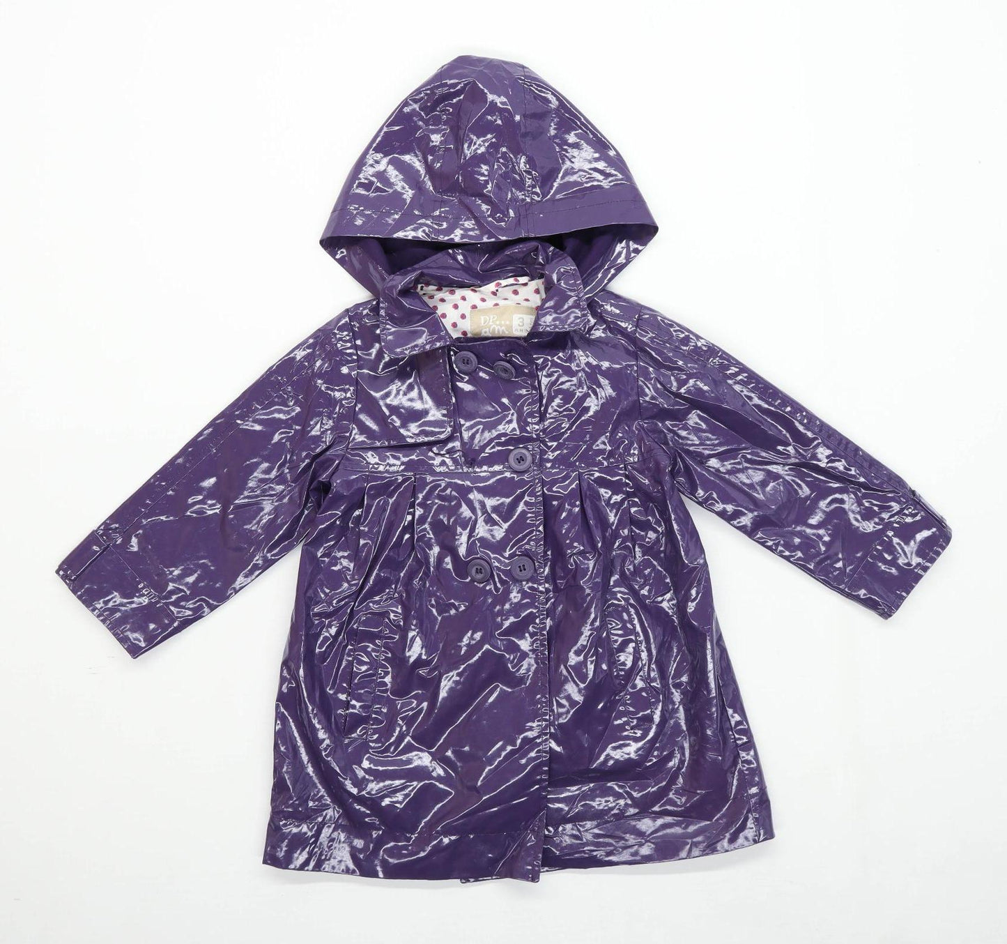 DP AM Girls Purple Detachable Hood Coat Age 3 Years