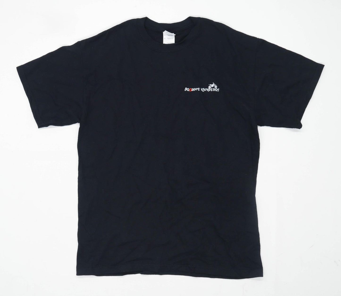 Gildan Mens Size L Cotton Blend Graphic Black Project Kickstart T-Shirt