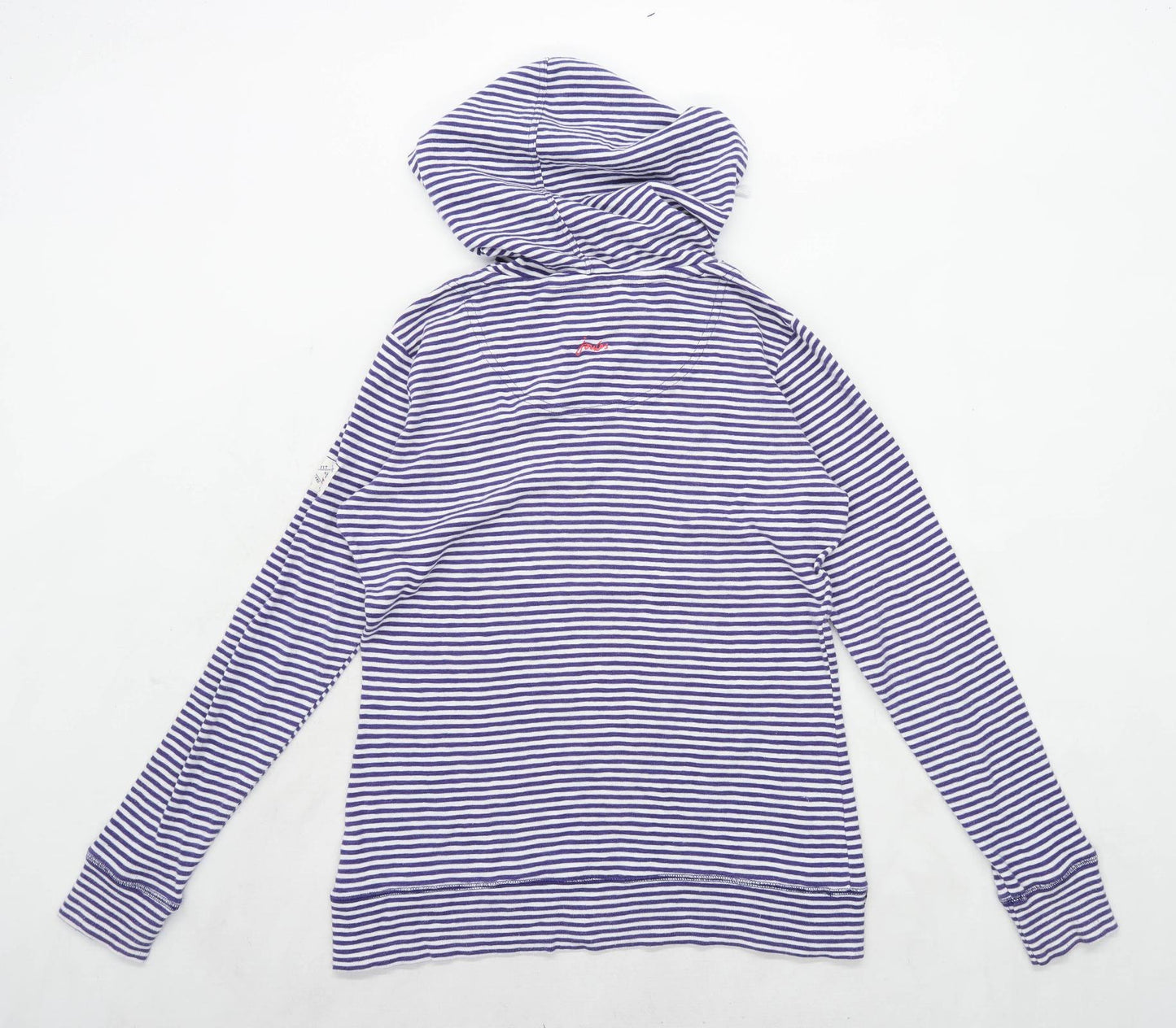 Joules Womens Size 12 Striped Cotton Blend Blue Hoodie (Regular)