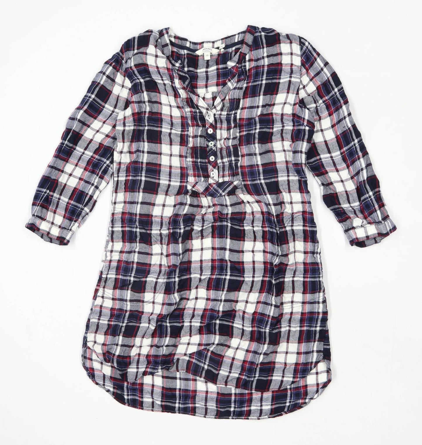 Fat Face Womens Size 10 Check Multi-Coloured Shirt Dress (Regular)