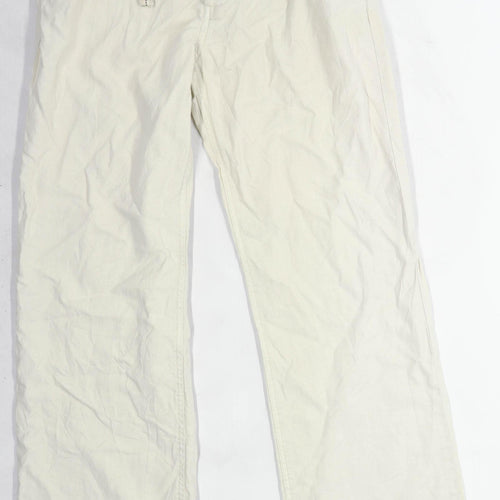 Fat Face Mens Cream Linen Blend Trousers Size W32/L32