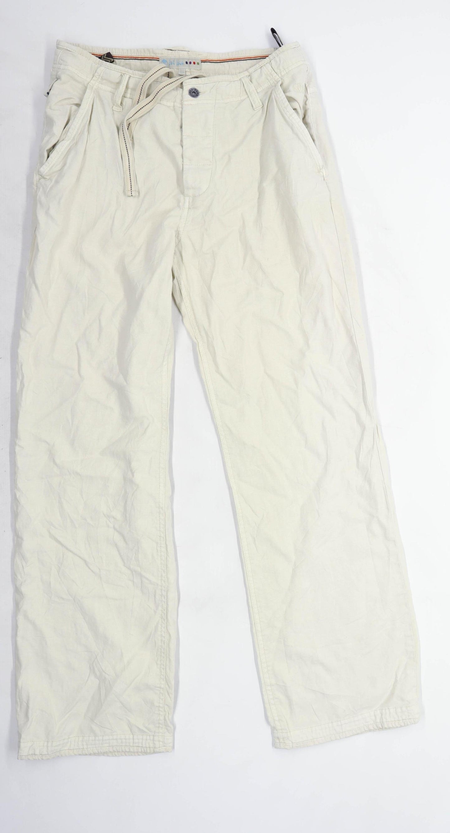 Fat Face Mens Cream Linen Blend Trousers Size W32/L32