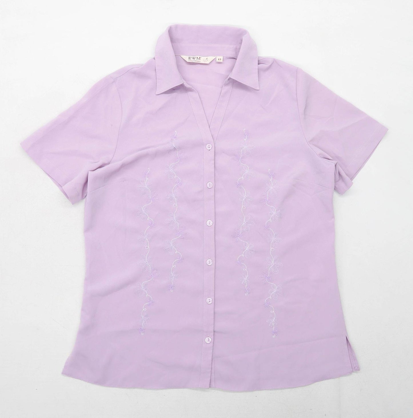 Edinburgh Woollen Mill Womens Size 12 Floral Purple Shirt (Regular)
