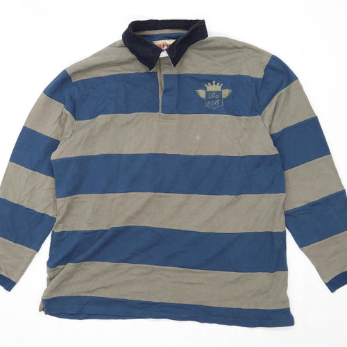 Dock of the Bay Mens Size L Cotton Striped Green Rugby Shirt