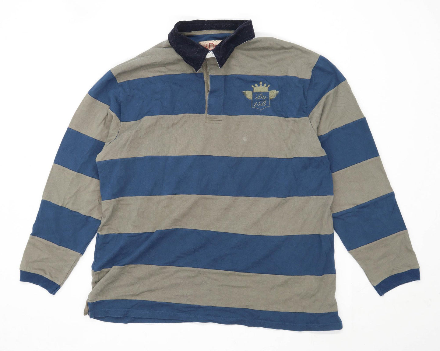 Dock of the Bay Mens Size L Cotton Striped Green Rugby Shirt