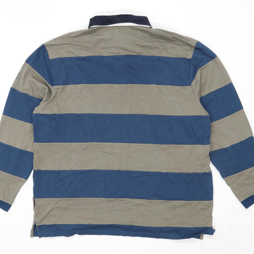 Dock of the Bay Mens Size L Cotton Striped Green Rugby Shirt