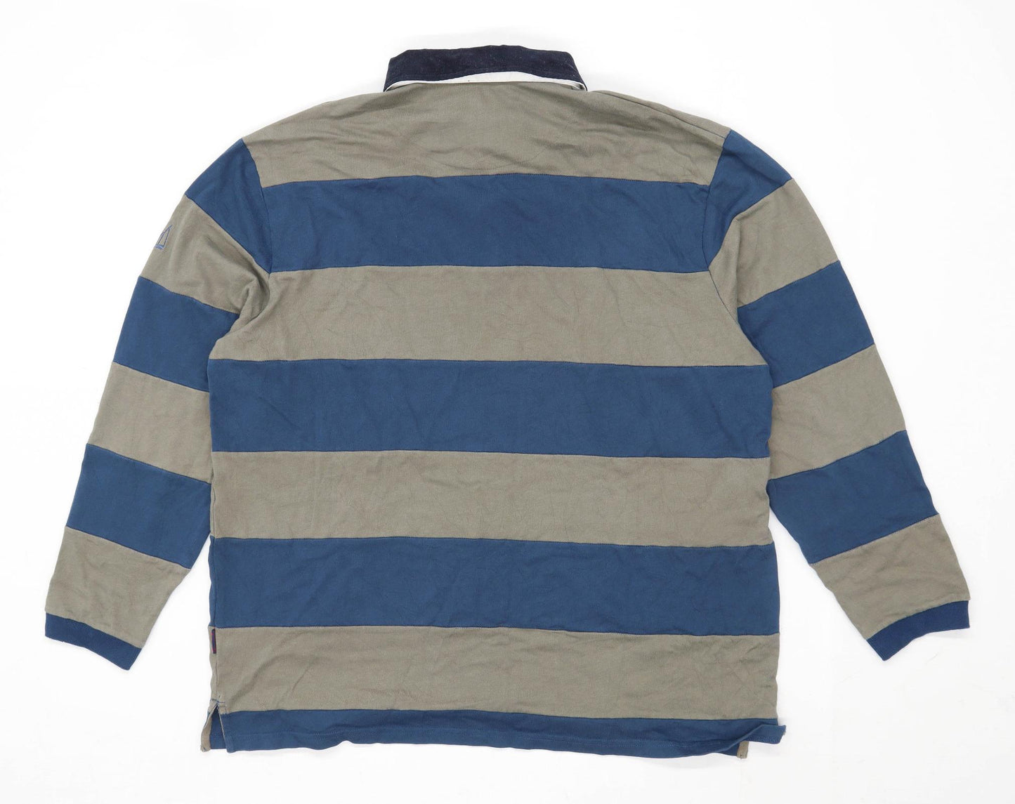 Dock of the Bay Mens Size L Cotton Striped Green Rugby Shirt