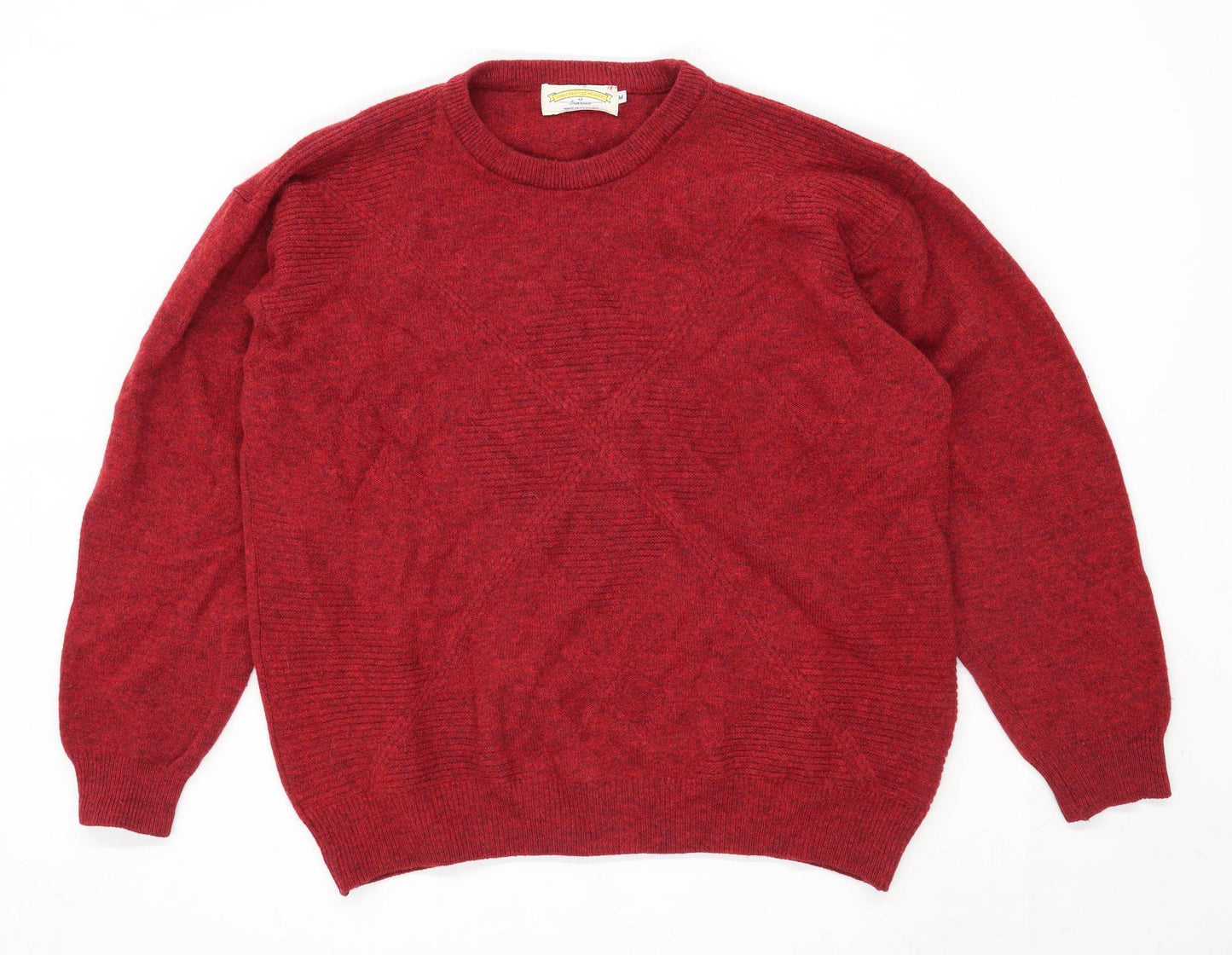 James Pringle Mens Size M Wool Geometric Red Jumper